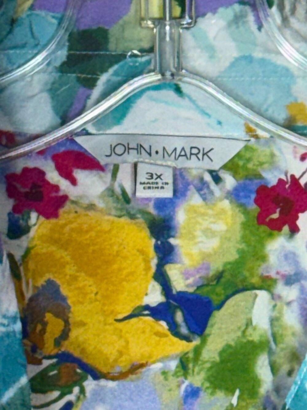 John Mark Colorful Button-Front Floral Tunic 3X - Picture 4 of 7